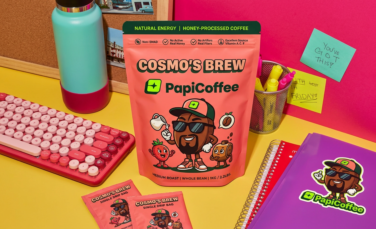 PapiCoffee Cosmo's Brew packaging
